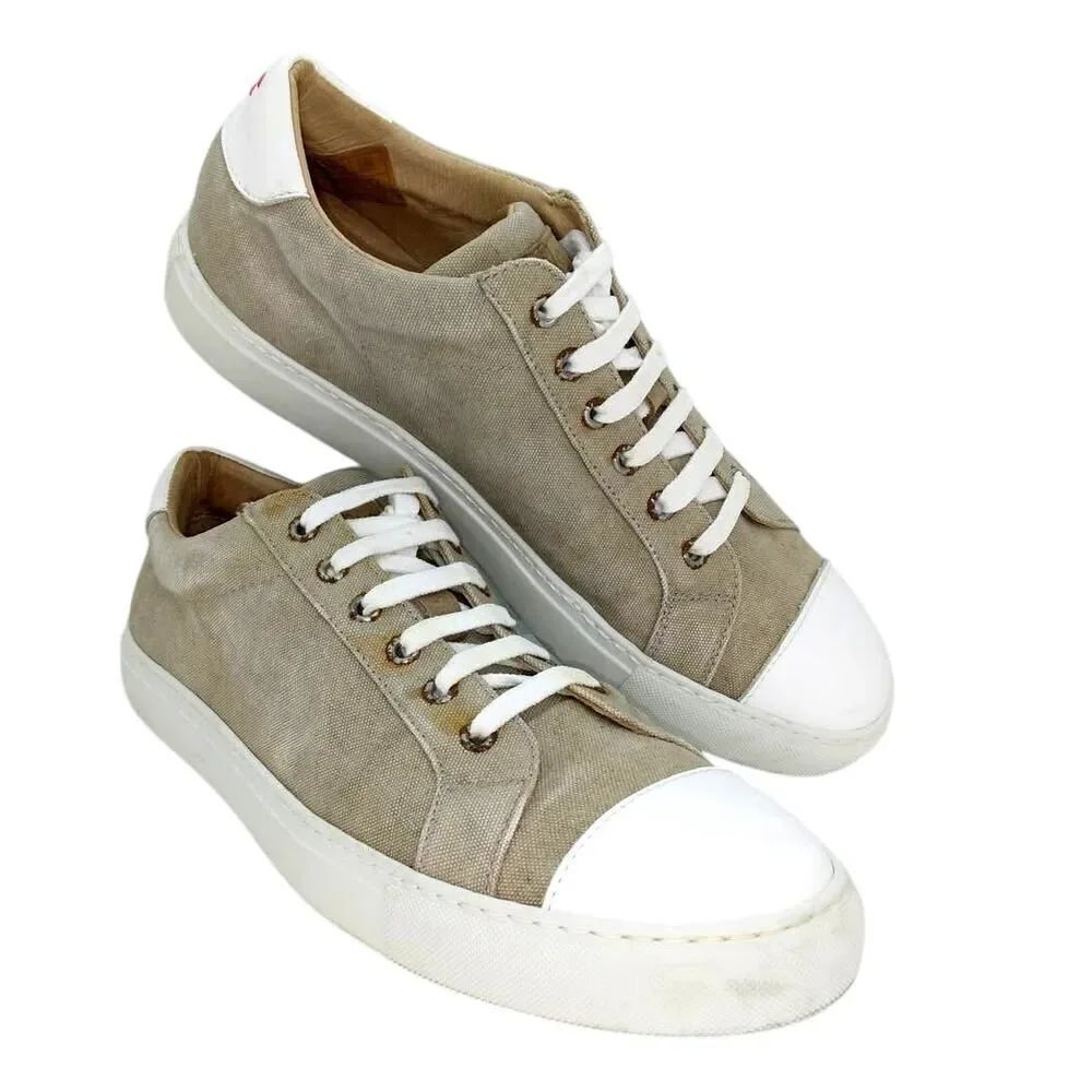 Vera Pelle Italian Designer Women's Pre-owned Tan Leather Sneakers - sz. 12 1/2